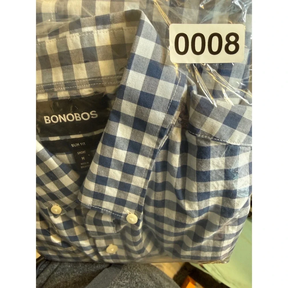 BONOBOS Slim Fit Gingham Check Button‎ Down Shirt Mens Size Medium